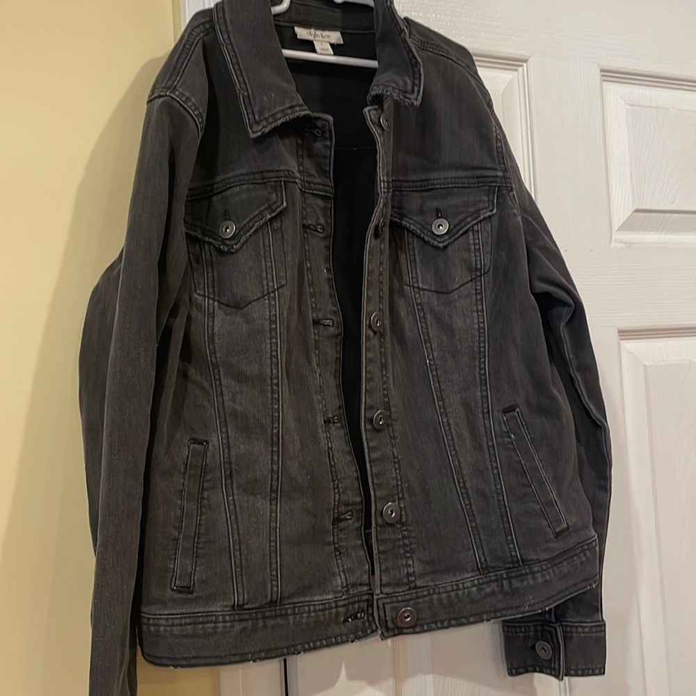 Black distressed jean jacket